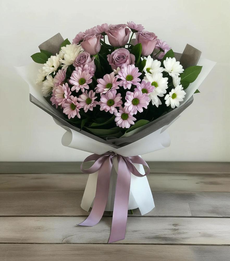 Букет цветов из: Хризантемы и Розы в Струги Красные