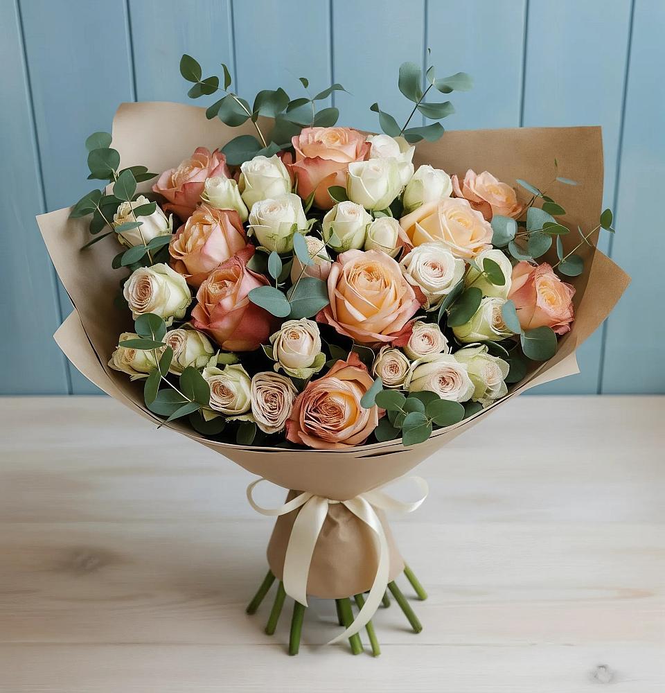 Букет цветов из: Альстромерии и Розы в Струги Красные