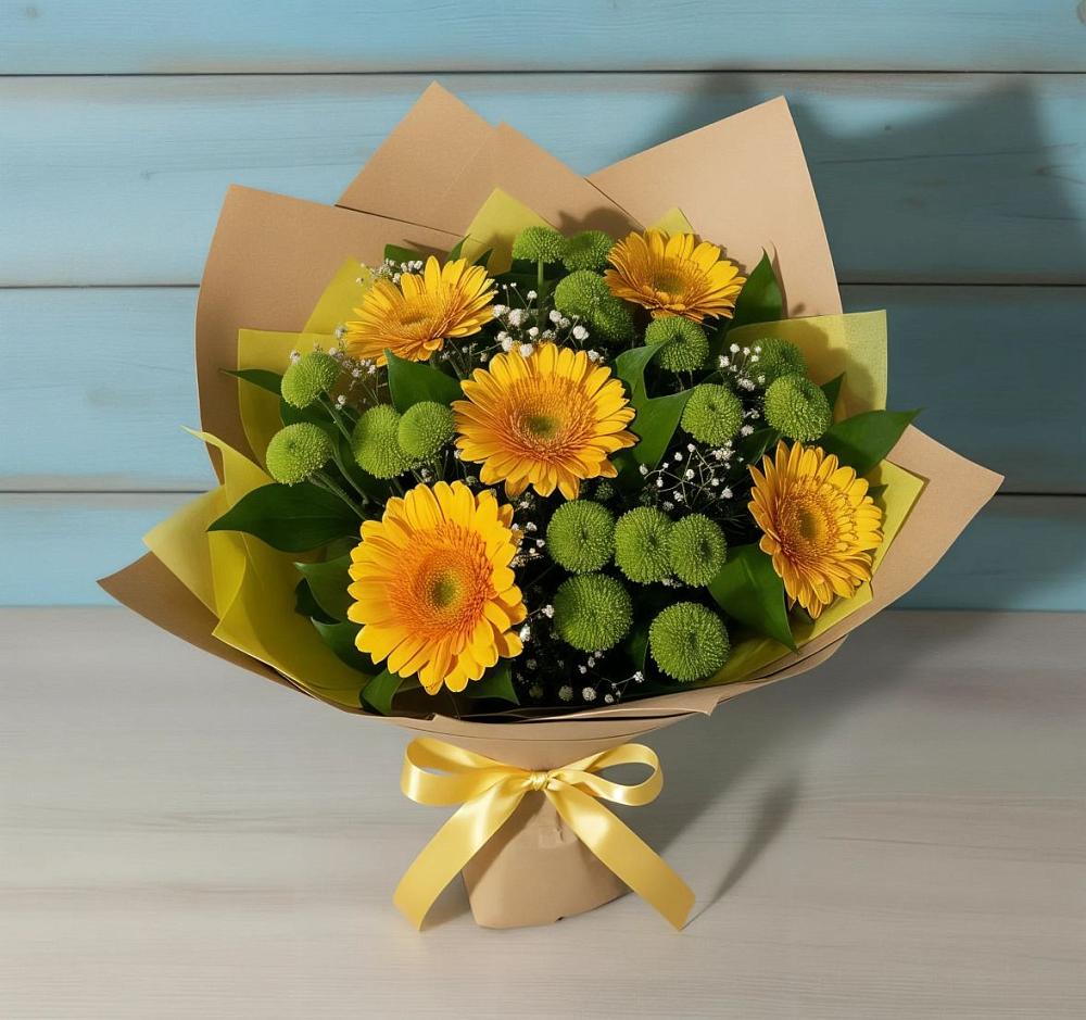 Букет цветов из: Герберы и Хризантемы в Струги Красные