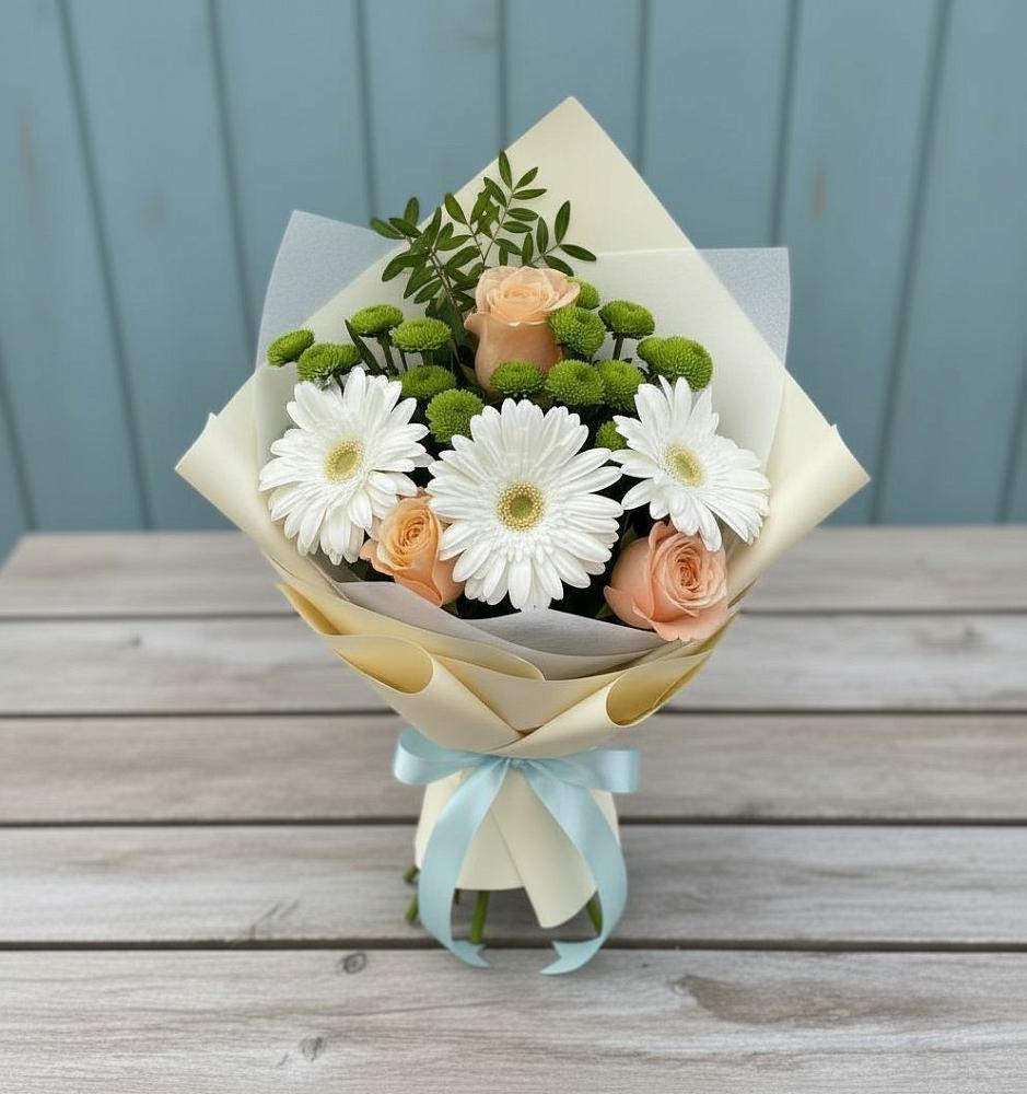 Букет цветов из: Герберы, Розы и Хризантемы в Струги Красные