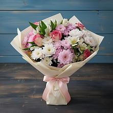 Букет цветов из:  Хризантемы, Альстромерии и Розы в Струги Красные