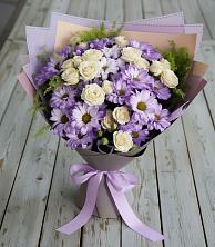 Букет цветов из:  Хризантемы и Розы в Струги Красные